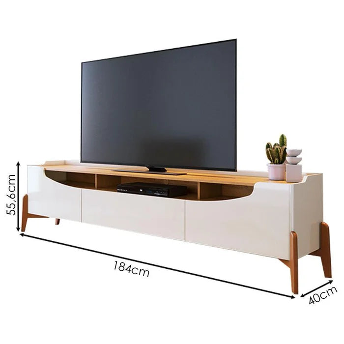Rack Bancada Ambiene Studio com Painel para Tv Loft 1.8 Off White Nature - Imcal Off White Nature
