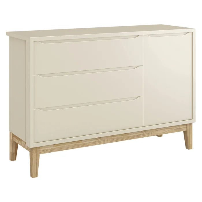 Jogo de Quarto para Bebê Completo 3 Portas Classic New Areia Fosco com Natural - Reller