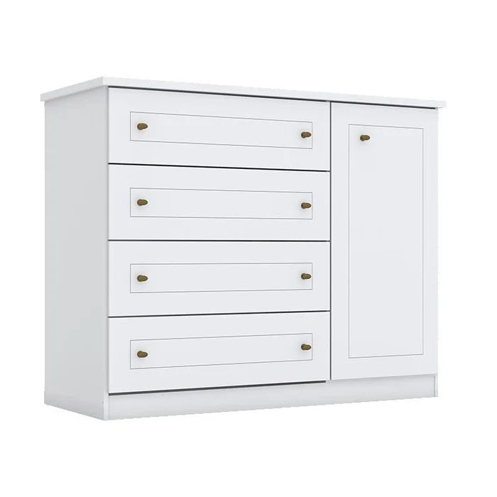 Cômoda e Guarda Roupa Casal 6 Portas Americano Branco Hp – Henn