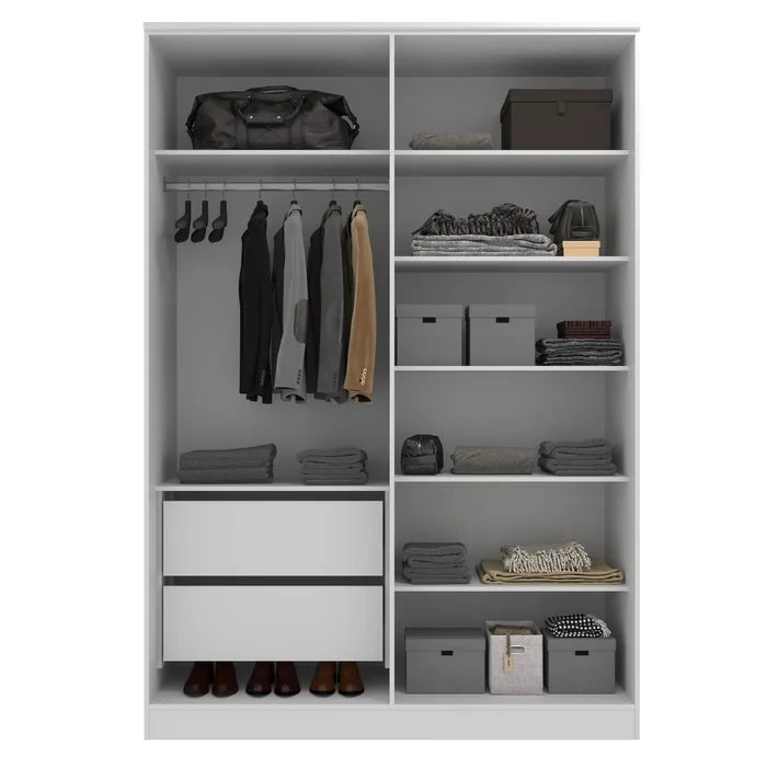 Guarda Roupa 4 Portas 2 Gavetas Logan Branco/Olmo Italiano