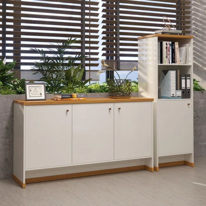 Conjunto Escritório Buffet e Armário Berlin - Vianossa Preto/Natural