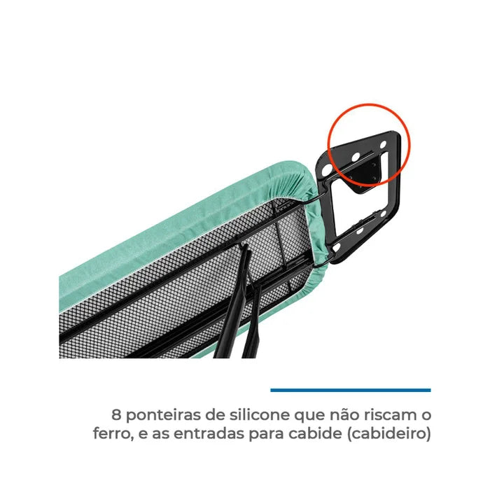 Tábua de Passar Roupa em Aço com Suporte para Ferro Resistente Singapura Preto/Verde