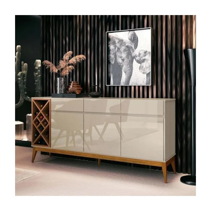 Buffet Aparador Passion com Adega Off White Cedro - Edn Móveis Off White Cedro