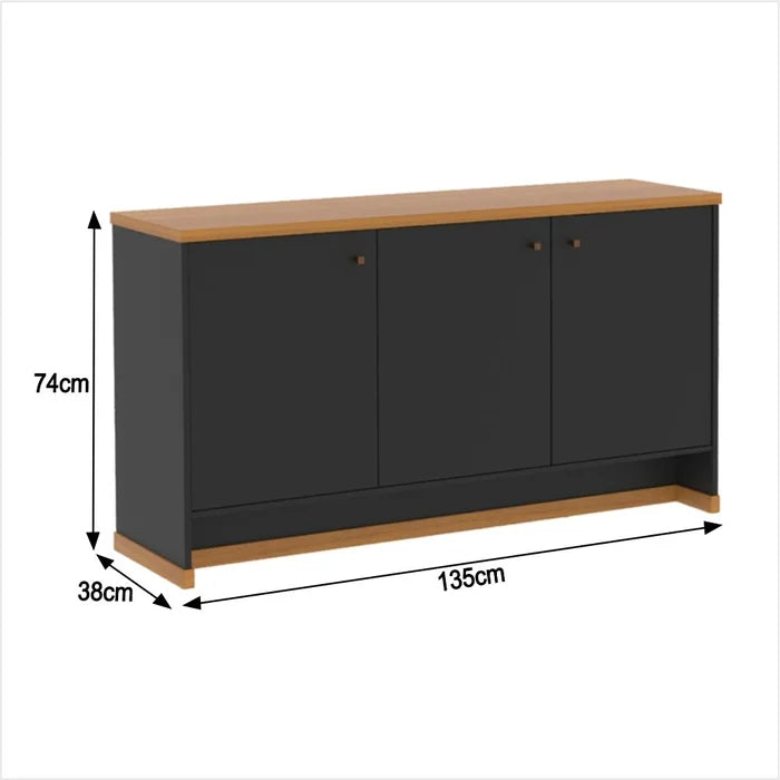 Conjunto Escritório Buffet e Armário Berlin - Vianossa Preto/Natural