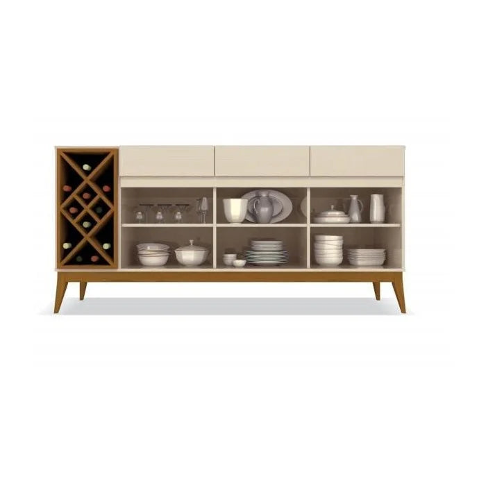 Buffet Aparador Passion com Adega Off White Cedro - Edn Móveis Off White Cedro