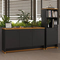 Conjunto Escritório Buffet e Armário Berlin - Vianossa Preto/Natural