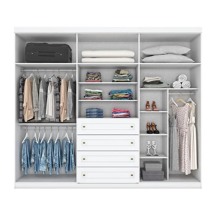 Cômoda e Guarda Roupa Casal 6 Portas Americano Branco Hp – Henn