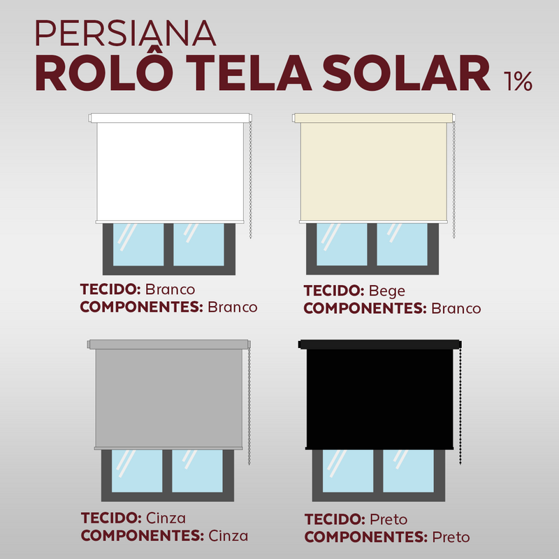Persiana Rolô Tela Solar 1% - Branca