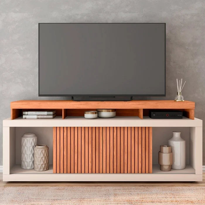 Rack para Tv até 75 Polegadas Frisos Decorativos Valença Freijó/Off White