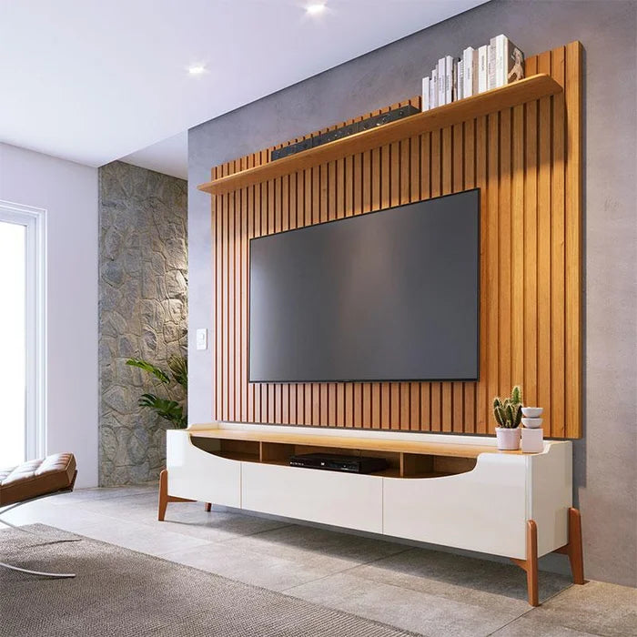 Rack Bancada Ambiene Studio com Painel para Tv Loft 1.8 Off White Nature - Imcal Off White Nature