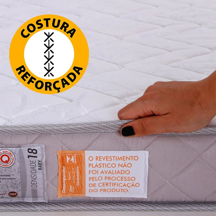 Colchão Berço BF Americano Antialérgico 130x70x12cm + Protetor Impermeável - BRANCO