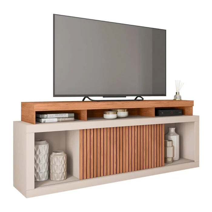 Rack para Tv até 75 Polegadas Frisos Decorativos Valença Freijó/Off White